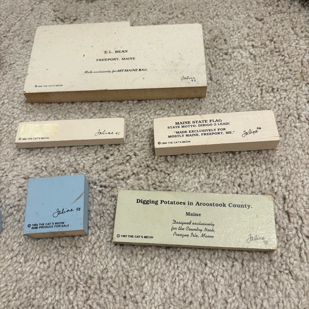 Vintage The Cat's Meow 1990s Blocks Decor Collection Lot of 8 Signed and Marked‎